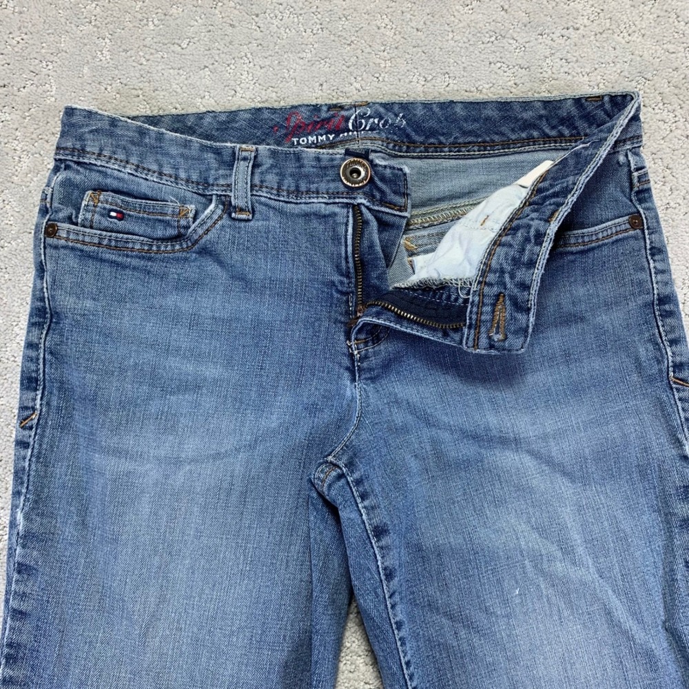 Tommy Hilfiger Spirit Crop Capri Jeans Womens 8 Blue Distressed Pants Y2k